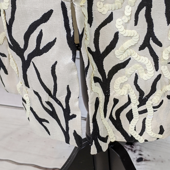 ANTHRO MOULINETTE SOEURS Sequin Cream/Black Dress - Picture 9 of 15